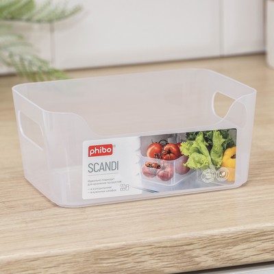 Ящик для хранения без крышки Scandi, 1.2 л, 17×12×7.5 см, прозрачный