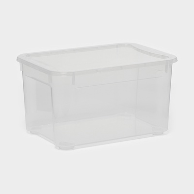 Ящик для хранения «Кристалл XS Plus», 16 л, 38.9×27.5×21.5 см, с крышкой, прозрачный