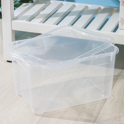Ящик для хранения «Кристалл XS Plus», 16 л, 38.9×27.5×21.5 см, с крышкой, прозрачный