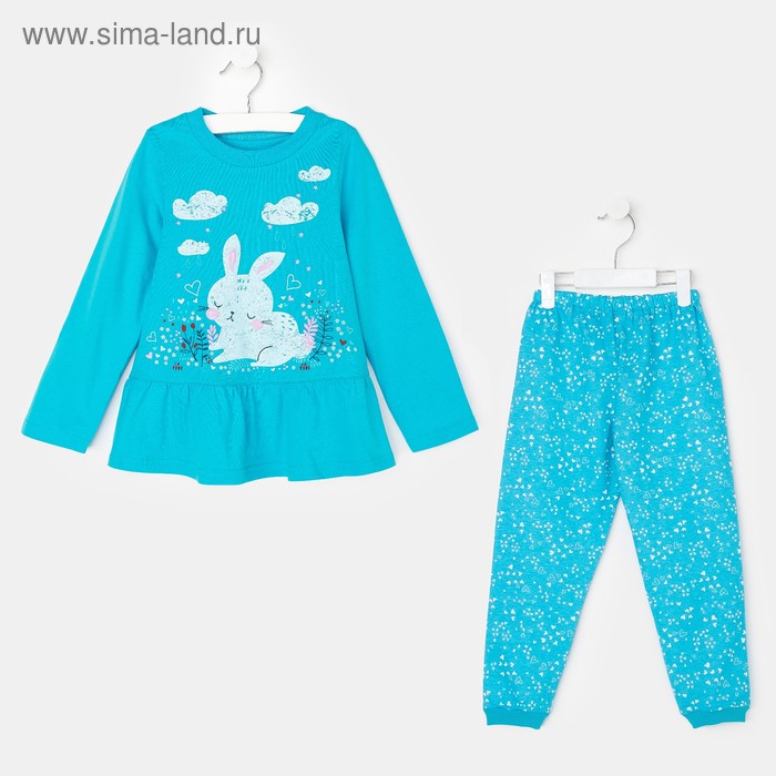 Пижама для девочки, цвет голубой, рост 110 см - Фото 1