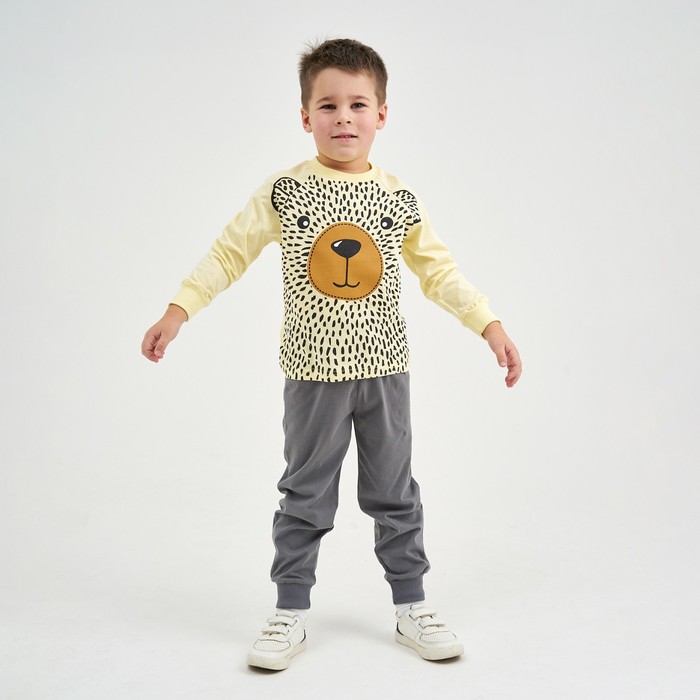 Пижама для мальчика, цвет бежевый/серый, рост 122-64 - Фото 1