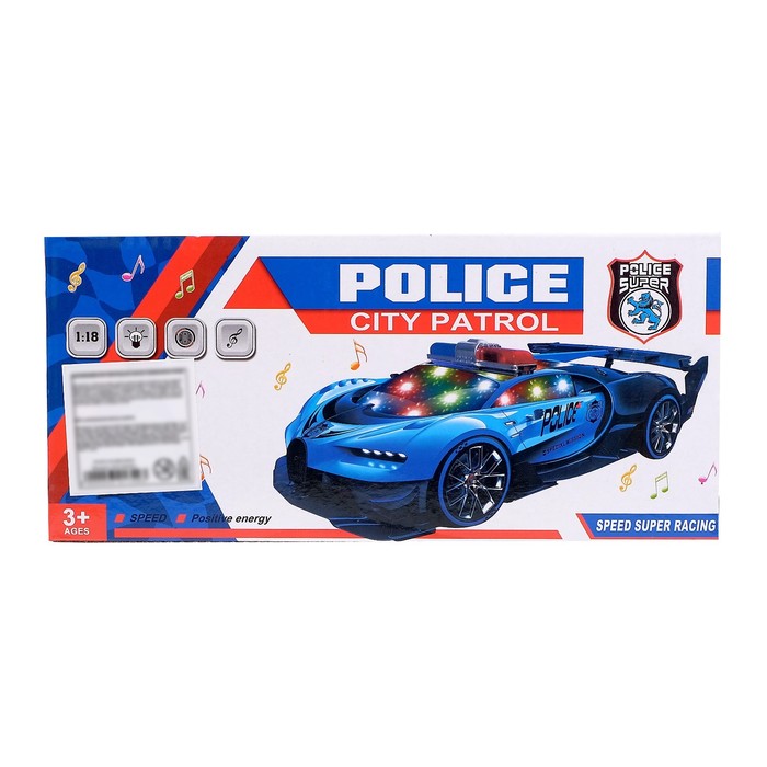 Машина «Полиция», световые и звуковые эффекты, работает от батареек, цвет белый - фото 1887886677