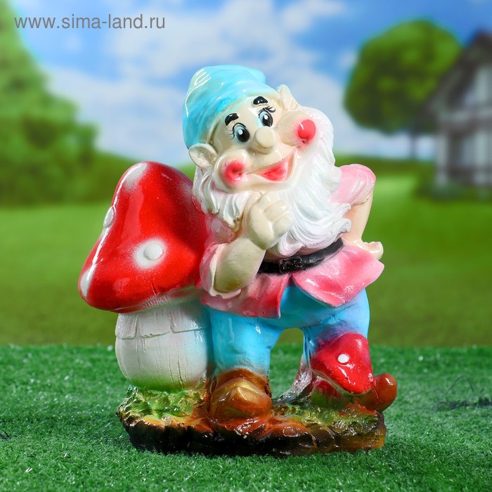Садовая фигура "Гном с мухомором" - Фото 1