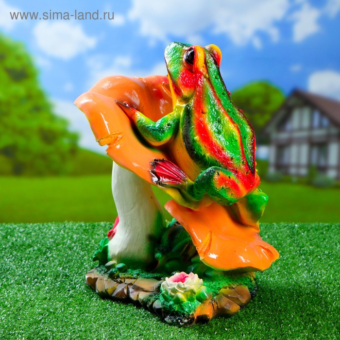 Садовая фигура "Лягушка с лисичками большая" - Фото 1