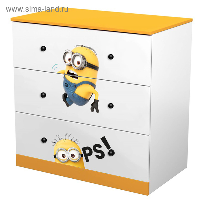 Комод Polini kids Fun 3290 «Миньоны», цвет желтый - Фото 1