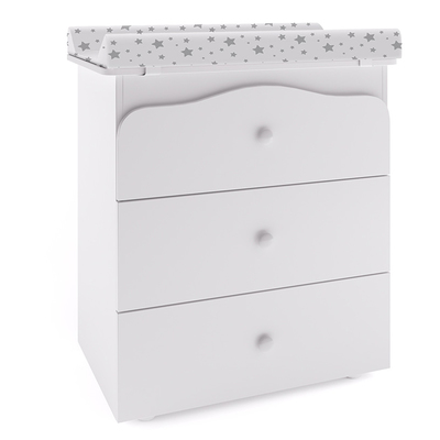 Комод с ванночкой Polini kids Basic 3275, цвет белый-звезды белый