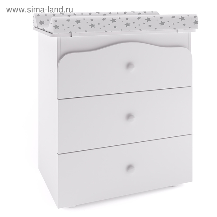Комод с ванночкой Polini kids Basic 3275, цвет белый-звезды белый - Фото 1