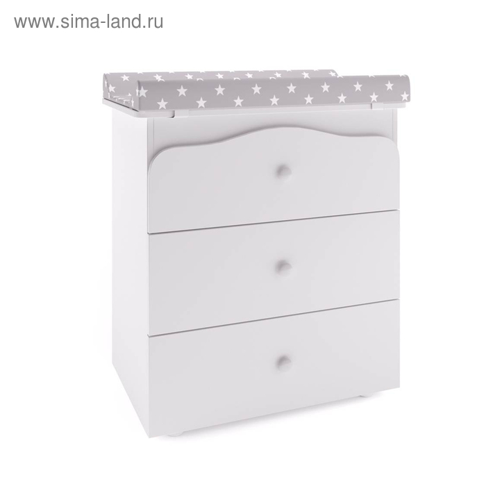 Комод с ванночкой Polini kids Basic 3275, цвет белый-звезды серый - Фото 1