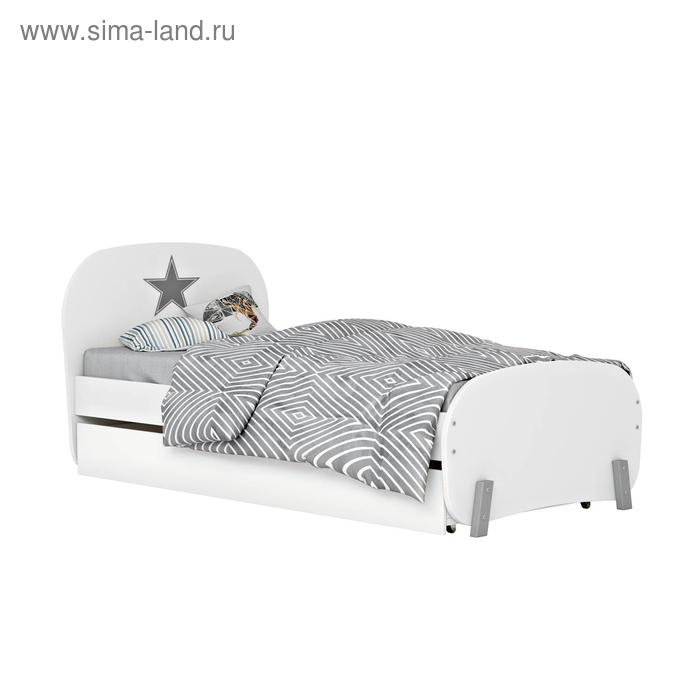 Кровать детская Polini kids Mirum 1915 c ящиком, цвет белый - Фото 1