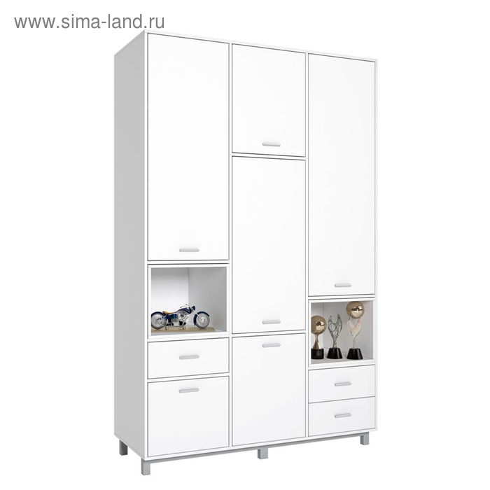 Шкаф трехсекционный Polini kids Mirum 2330, белый - Фото 1