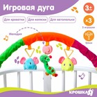 Дуга игровая музыкальная на коляску/кроватку «Слоники», 3 игрушки, цвета МИКС, р-р 42-68 см - фото 603354