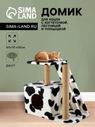 Домик для кошек с когтеточкой «Домосед», 60×35×56 см, с лестницей и площадкой, цвет МИКС - Фото 1