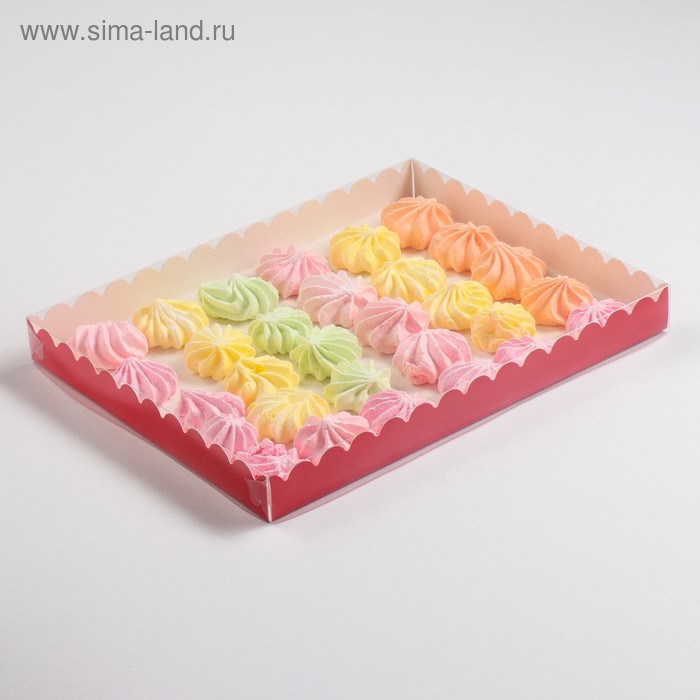 Коробочка для печенья с PVC крышкой, красный, 23,5 х 30 х 3 см - Фото 1