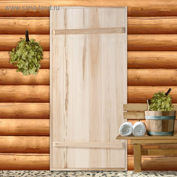 Дверной блок для бани, 180×70см, из липы, на клиньях, массив, "Добропаровъ" - Фото 1