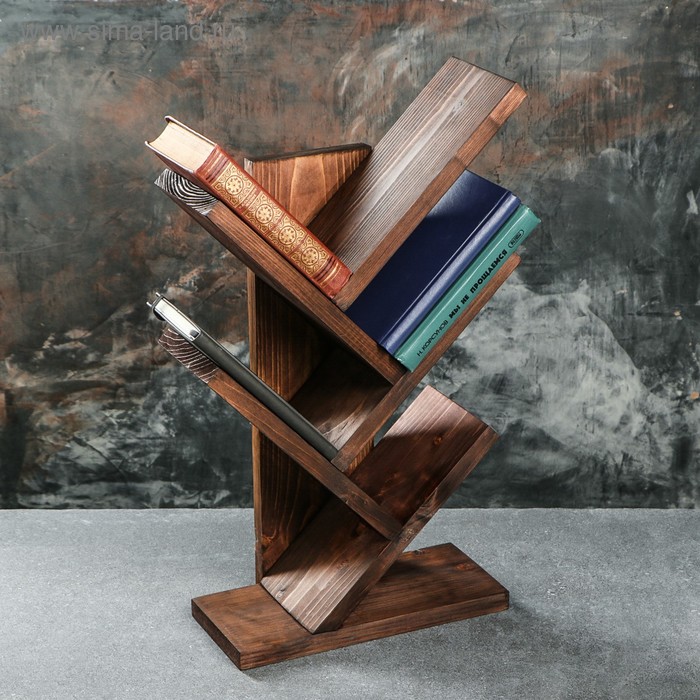 Книжная полка 32 х 15 х 59 см, 5 полок, цвет тёмный, сосна - Фото 1