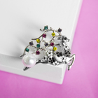 Брошь «Олень», цветная в серебре - Фото 1