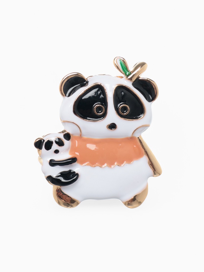 Брошь «Панды», цветная в золоте - Фото 1