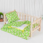 Постельное бельё для кукол «Зайчики на зелёном», простынь, одеяло, подушка - фото 8850184