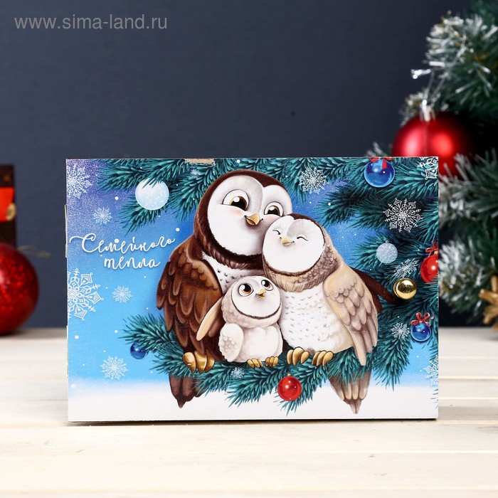 Ключница настенная «Совушки новогодние», панно декоративное, венге, 12×17 см - Фото 1