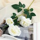 Цветы искусственные "Роза тройная" 6х61 см, белый - фото 319789044
