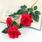Цветы искусственные "Роза тройная" 6х61 см, красный - фото 8850258