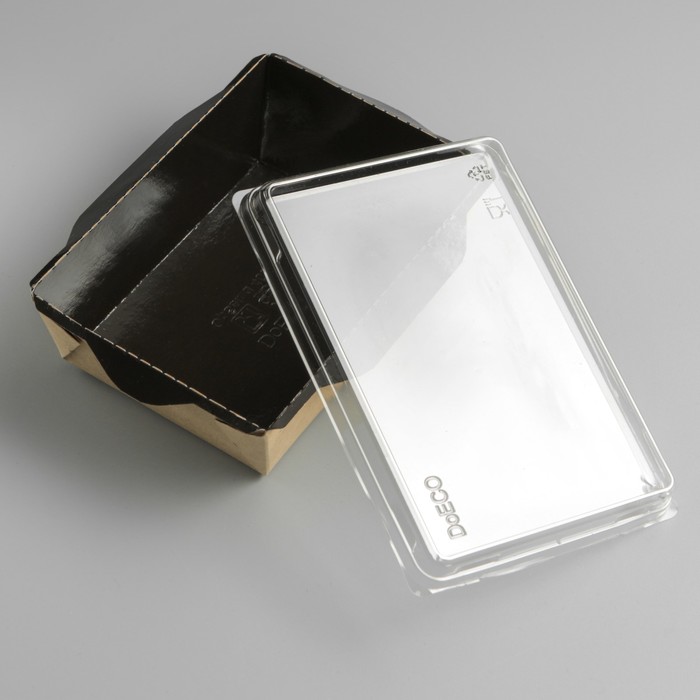 Упаковка, салатник с прозрачной крышкой, черный, 14,5 х 9,5 х 4,5 см, 0,4 л