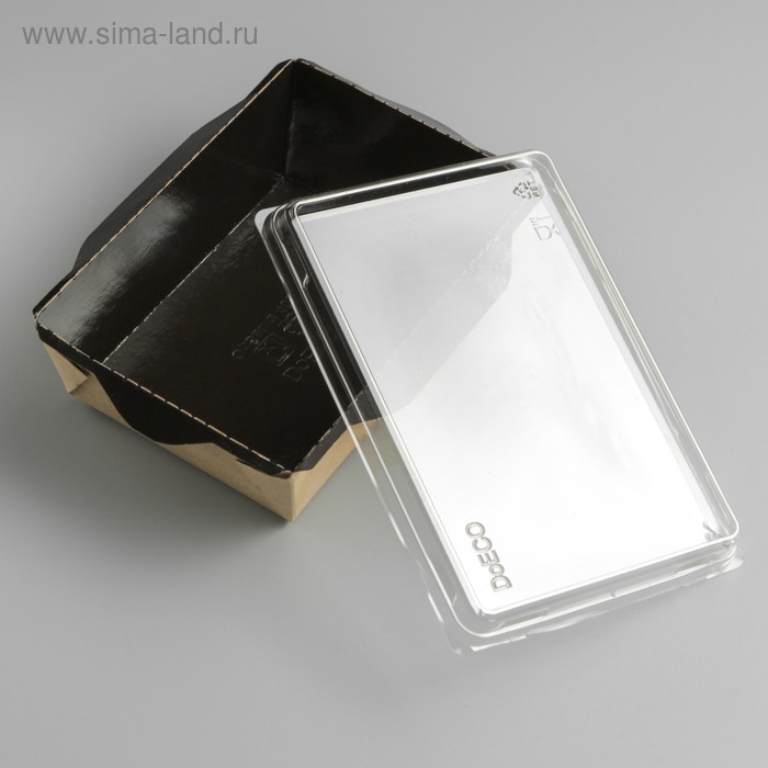 Упаковка, салатник с прозрачной крышкой, черный, 14,5 х 9,5 х 4,5 см, 0,4 л - Фото 1