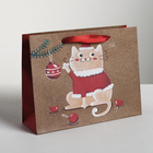 Пакет горизонтальный крафтовый «Котик», 23 х 18 х 8 см - Фото 1