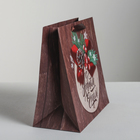 Пакет подарочный новогодний ламинированный квадратный «Новогоднее поздравление», 22 х 22 х 11 см - фото 119626039