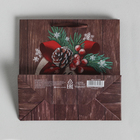 Пакет ламинированный квадратный «Новогоднее поздравление», 22 × 22 × 11 см - Фото 4