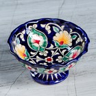 Конфетница Риштанская Керамика "Цветы", 13 см, синяя - фото 8850365
