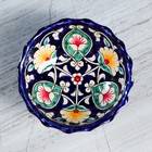 Конфетница Риштанская Керамика "Цветы", 13 см, синяя - фото 4279132