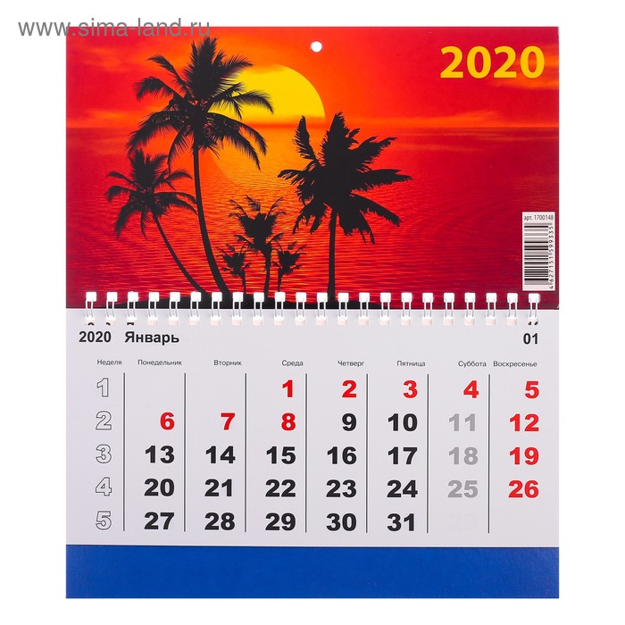 СПЕЦЦЕНА Календарь квартальный, моно "Природа-3" 2020 год, 20 × 12 см - Фото 1