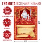 Новогодняя грамота от Деда Мороза, красная, А4., 157 гр/кв.м - фото 10777403