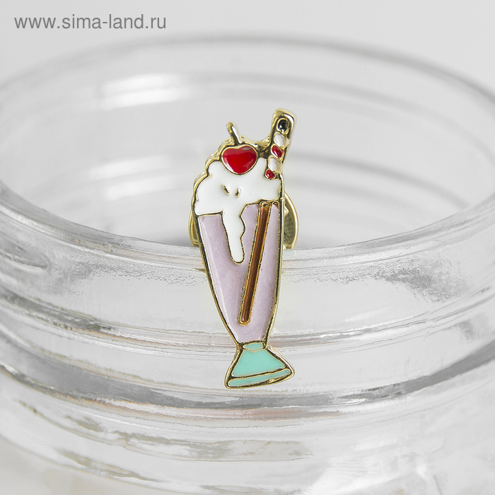 Значок «Коктейль» лето, цветной в золоте - Фото 1