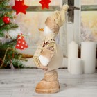 Мягкая игрушка "Снеговик в пайетках" стоит, 15х41 см (в сложенном виде 30 см), коричневый - Фото 3