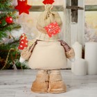 Мягкая игрушка "Снеговик в пайетках" стоит, 15х41 см (в сложенном виде 30 см), коричневый - Фото 4