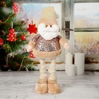 Мягкая игрушка "Дед Мороз в пайетках" стоит, 15х41 см (в сложенном виде 30 см), коричневый - Фото 2