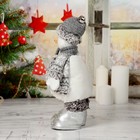Мягкая игрушка "Снеговик с шарфом" 19х55 см (в сложенном виде 37 см) серый - Фото 3