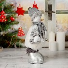 Мягкая игрушка "Снеговик с шарфом" 19х55 см (в сложенном виде 37 см) серый - Фото 5