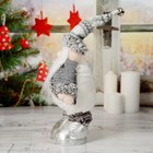 Мягкая игрушка "Дед Мороз в шубке" 19х55 см (в сложенном виде 37 см) серебро - Фото 3