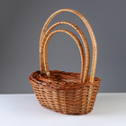 Корзина плетёная для хранения, ротанг, овальная, коричневая, набор 3 шт. - Фото 5