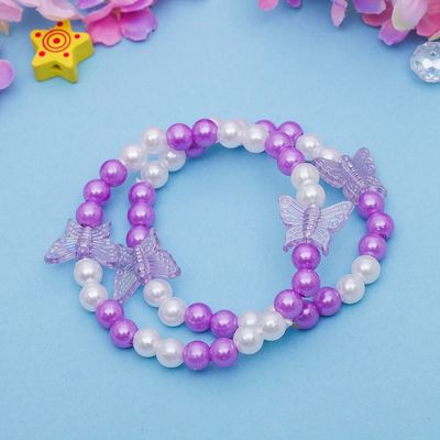 Браслет детский "Выбражулька" бабочки, 2 нити, цвет бело-фиолетовый