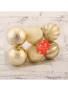 Ёлочные игрушки «Диско МИКС», шары новогодние, d=6 см, набор 6 шт., золотистый - Фото 4