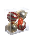Ёлочные игрушки «Закрученные полосы», шары новогодние, d=8 см, набор 4 шт., золотисто-красный - Фото 7