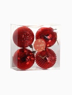 Ёлочные игрушки «Диско и грани», шары новогодние, d=8 см, набор 4 шт., красный 4192721