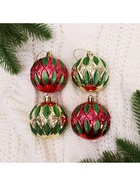 Ёлочные игрушки «Гранат», шары новогодние, d=6 см, набор 4 шт., красный/золотистый 4192741