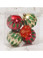 Ёлочные игрушки «Гранат», шары новогодние, d=6 см, набор 4 шт., красный/золотистый 4192741