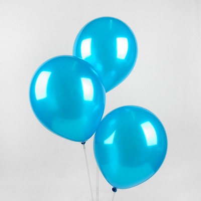 Шар латексный 12", металл, набор 25 шт., цвет голубой