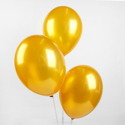 Шар латексный 14", металл, набор 25 шт., цвет золотой
